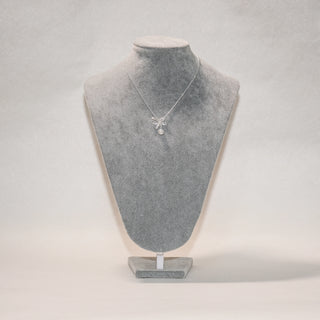 Asymmetrical Bow Pearl Necklace in 925 Sterling Silver