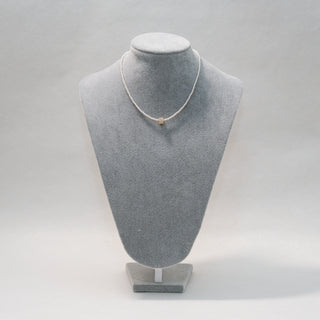 Slim Waist CZ Pearl Pendant Necklace in Gold