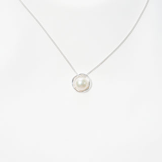 French Vintage Geometric Freshwater Pearl Necklace in 925 Sterling Silver