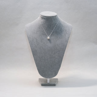 French Vintage Geometric Freshwater Pearl Necklace in 925 Sterling Silver