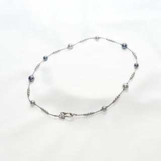 Dainty S925 Sterling Silver Pearl & Mother of Pearl Clover Necklace 52cm Elegant Beaded Chain Jewelry Gift for Women