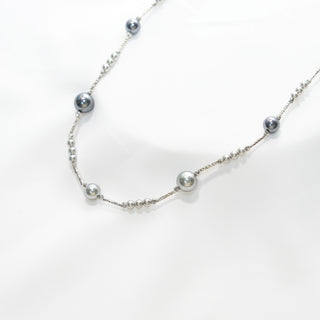 Dainty S925 Sterling Silver Pearl & Mother of Pearl Clover Necklace 52cm Elegant Beaded Chain Jewelry Gift for Women