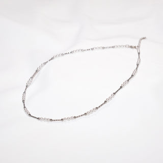 Silver Plated Pearl Necklace Choker Dainty Satellite Beaded Chain Elegant Minimalist Jewelry for Women