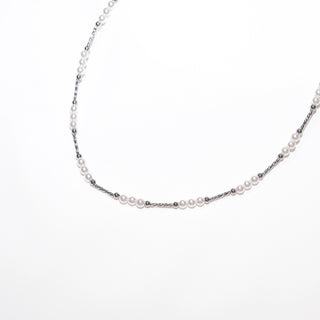 Silver Plated Pearl Necklace Choker Dainty Satellite Beaded Chain Elegant Minimalist Jewelry for Women