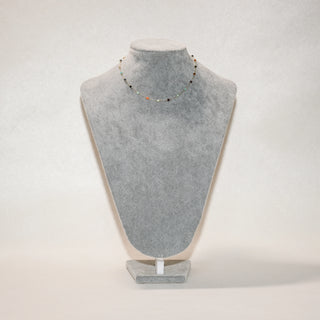 Dainty Multi Color Gemstone Necklace Gold Chain Retro Beaded Choker for Women