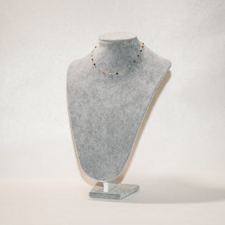 Dainty Multi Color Gemstone Necklace Gold Chain Retro Beaded Choker for Women
