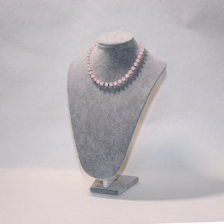 Macaron Pastel Rose Quartz Beaded Choker Necklace – Minimalist Chinese Style Gemstone Necklace for Women