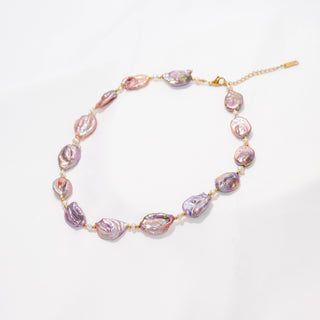 Baroque Freshwater Pearl Necklace Iridescent Pink Purple Statement Jewelry Gift for Wome