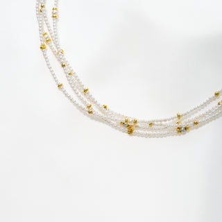 Multi Layer Pearl Necklace Gold Beaded Long Necklace Elegant Dainty Jewelry