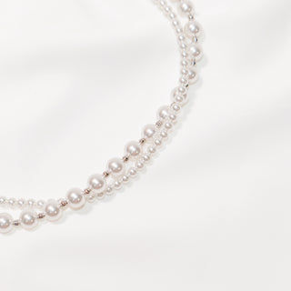 Double Layer Pearl Necklace Magnetic Clasp High Luster Round Pearls Elegant Choker Jewelry