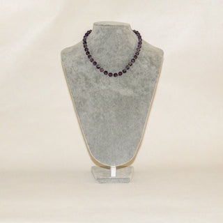 Amethyst Beaded Necklace 6mm Purple Gemstone Choker Gold Spacer Adjustable Chain Elegant Jewelry Gift for Women