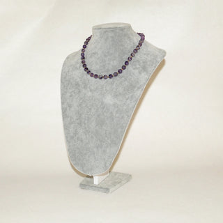 Amethyst Beaded Necklace 6mm Purple Gemstone Choker Gold Spacer Adjustable Chain Elegant Jewelry Gift for Women