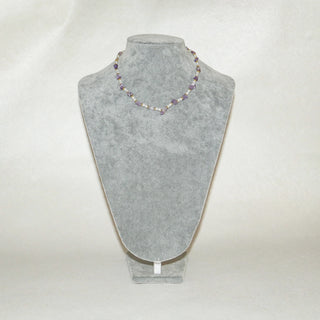 Amethyst Pearl Beaded Necklace Gold Accent Natural Purple Crystal Choker Elegant Handmade Jewelry