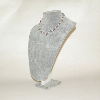 Amethyst Pearl Beaded Necklace Gold Accent Natural Purple Crystal Choker Elegant Handmade Jewelry