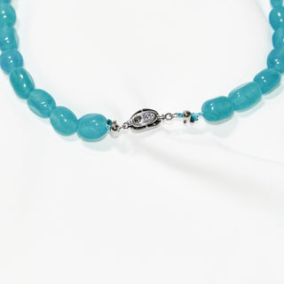 Natural Blue Amazonite Beaded Necklace Minimalist Gemstone Strand Necklace Lobster Clasp Jewelry