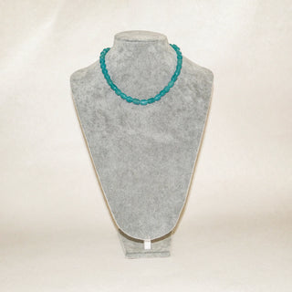 Natural Blue Amazonite Beaded Necklace Minimalist Gemstone Strand Necklace Lobster Clasp Jewelry
