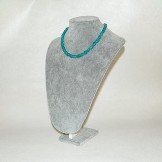 Natural Blue Amazonite Beaded Necklace Minimalist Gemstone Strand Necklace Lobster Clasp Jewelry