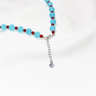 Blue Red Beaded Necklace for Women Color Contrast Jewelry Glass Bead Chain Necklace Gift for Her