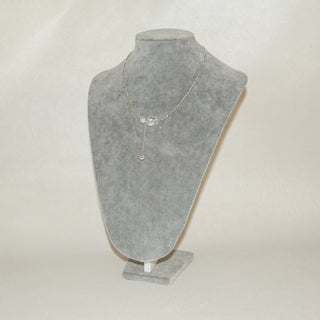 Minimalist Silver Beaded Necklace with Natural Crystal & Pearl Drop Pendant