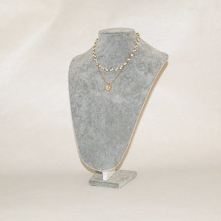 Elegant Gold Pearl Double Layer Necklace Rose Charm