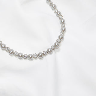 Celeste Grey & Blush Pearl Crystal Necklace