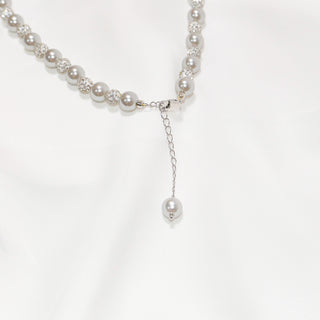 Celeste Grey & Blush Pearl Crystal Necklace