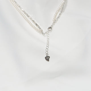 Double-Strand 925 Sterling Silver Bead & Faux Pearl Necklace