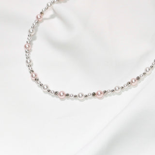 Blush Stardust Pink & White Faux Pearl Choker Necklace