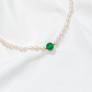 Moss Baroque Freshwater Pearl & Green Agate Necklace
