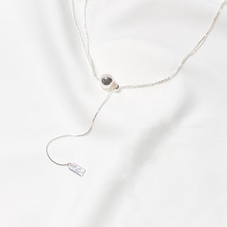 Silver-Tone Double-Strand Adjustable Slider Lariat Necklace