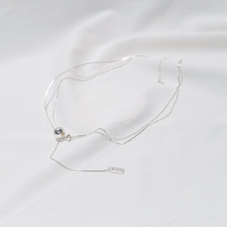 Silver-Tone Double-Strand Adjustable Slider Lariat Necklace