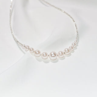 Graduated White Faux Pearl & Silver-Tone Bead Necklace