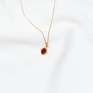 Ruby Red Stone 18K Gold Plated Sterling Silver Necklace
