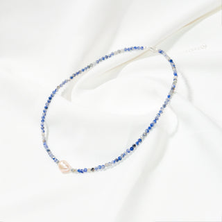 Blue Spot Jasper & Baroque Pearl Beaded Necklace