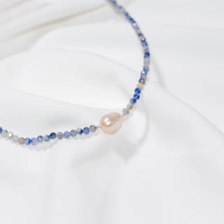 Blue Spot Jasper & Baroque Pearl Beaded Necklace