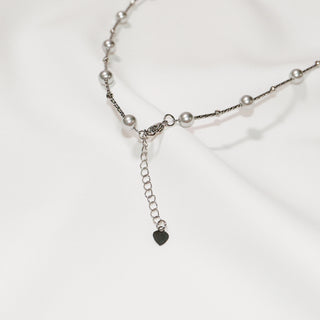 Multicolour Pearl Bead Station Necklace – Silver-Tone Chain