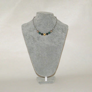 Multicolour Pearl Bead Station Necklace – Silver-Tone Chain