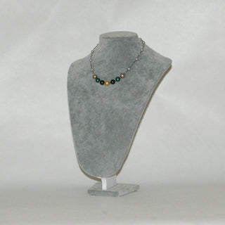 Multicolour Pearl Bead Station Necklace – Silver-Tone Chain