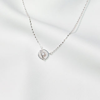 Celestial Pearl Necklace in S925 Silver with Cubic Zirconia