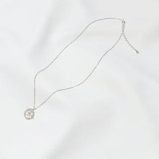 S999 Fine Silver Celestial Moon & Star Crystal Pendant Necklace