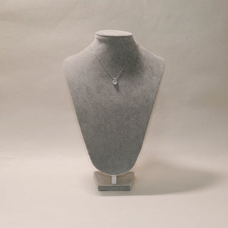 S999 Fine Silver White Cabochon Clover Pendant Necklace