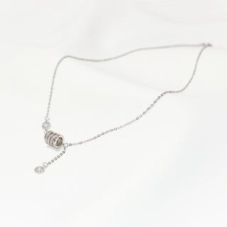 S999 Fine Silver Pavé CZ Adjustable Lariat Necklace