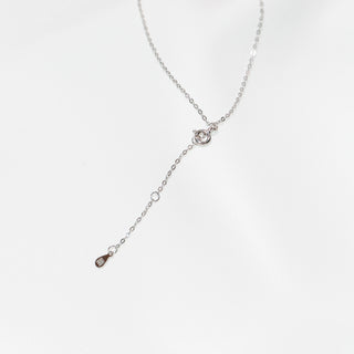 S999 Fine Silver Pavé CZ Adjustable Lariat Necklace