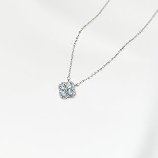 Natural Blue Gemstone Four-Leaf Clover Necklace, 925 Sterling Silver