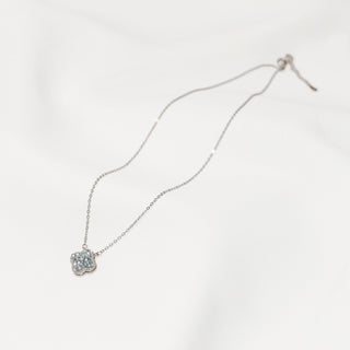 Natural Blue Gemstone Four-Leaf Clover Necklace, 925 Sterling Silver