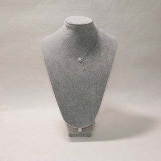925 Sterling Silver Snowflake Lariat Necklace with Cubic Zirconia