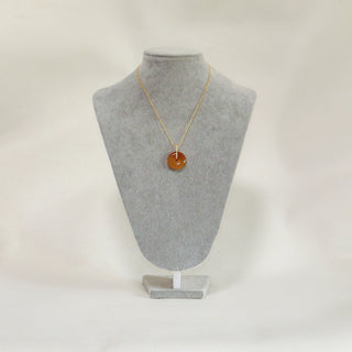Natural Yellow Jade Pi Disc Necklace, Gold Tone Chain