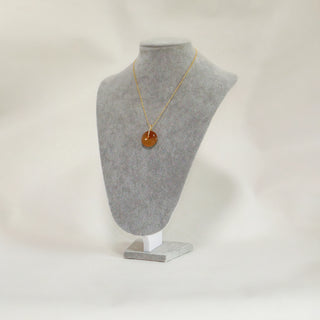 Natural Yellow Jade Pi Disc Necklace, Gold Tone Chain