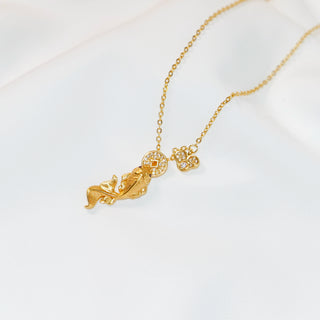 Lucky Koi Fish & Coin Gold-Tone Charm Necklace
