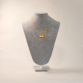 Gold-Tone Longevity Lock Necklace with Crystal Floral Charms